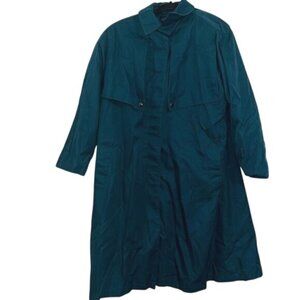 J.G. Hook Womens Teal Trench Coat Size 6 Demi Petite Polyester Wool Blend